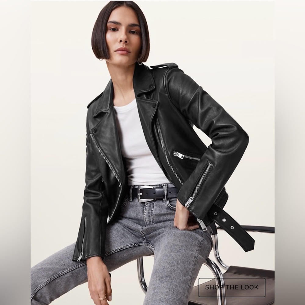 All Saints Balfern Black Leather Biker Jacket
